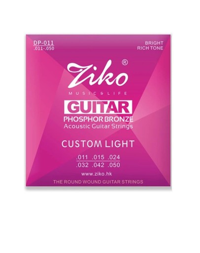 Cordes pour guitare acoustique DP-011 Acier au carbone avec âme hexagonale Alliage de bronze phosphoreux Son clair Longue durée de vie Accordage stable