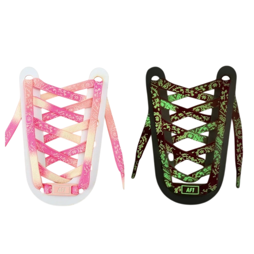 Cordones luminosos estampados de 140 cm. Efectos de luz coloridos. Accesorio de fiesta elegante. Zapatos luminosos de moda para niños y adultos. Visibilidad en la oscuridad.