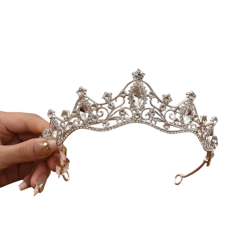 Coronă de cristal argintie pentru păr, mărime universală, diademă cu pietre albe, ornament de păr de lux pentru nuntă