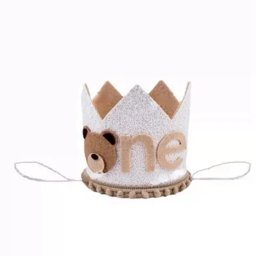 Corona de tela para niños con osito Gomas para las orejas Corona de cumpleaños para niños Accesorio de fiesta para celebración de cumpleaños y fotografía