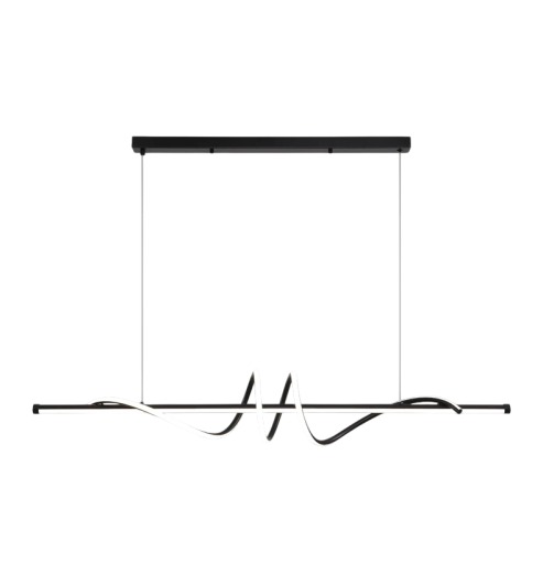 Corp de iluminat LED suspendat modern, formă ondulată 100 x 18 cm 56 W lumină albă caldă metalic, acoperire 8-12 m² deasupra mesei de dining și în bucătărie