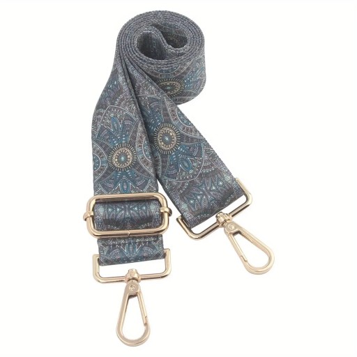 Correa de hombro para bolso 80–140 x 3,8 cm Patrón de mandala gris Decoración azul Correa ancha ajustable para bolso Correa de repuesto
