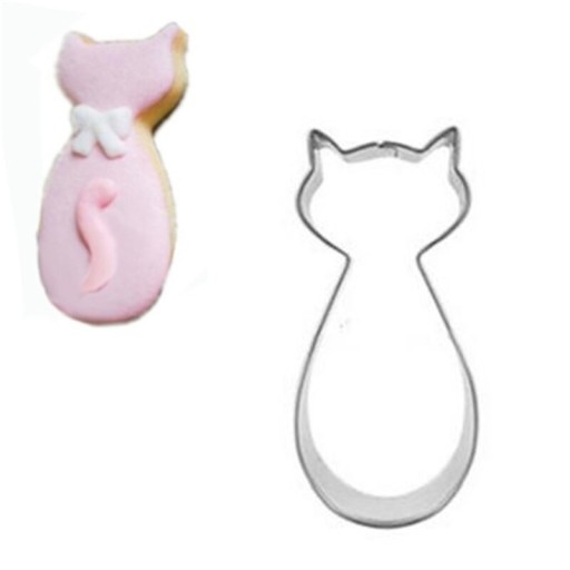 Cortador de galletas de acero inoxidable con forma de gato