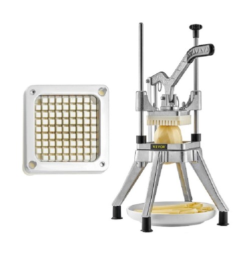 Cortador manual de legumes 9,5 mm Cortador manual de frutas e legumes em aço inoxidável Picador de legumes com pega ergonómica 22 x 47 cm