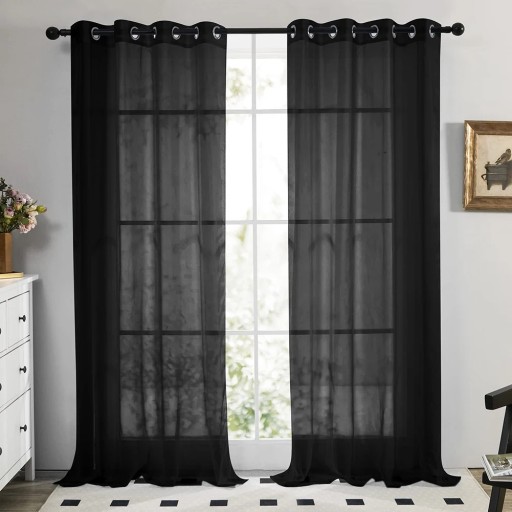 Cortinas translúcidas com suspensão em argolas Cortinas leves para o quarto ou sala de estar 132 x 216 cm