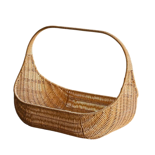 Coș din răchită țesut manual 37 x 29 cm coș de fructe și pâine de culoare bej deschis cu mânere pentru transport și servire