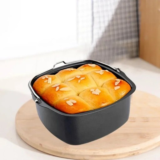 Coș pentru friteuza cu aer cald 21 x 22 cm Oțel inoxidabil cu suprafață antiaderentă Potrivit pentru cuptor și microunde Accesoriu de bucătărie