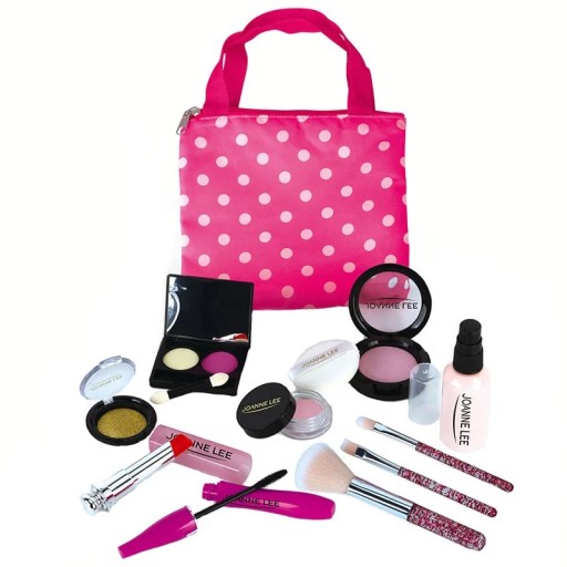 Cosmetic Bag 18 x 2 x 23 cm Dark Pink Make-Up Set for Girls OPP Bag with Brushes, Mascara and Stimulated Cosmetic Products