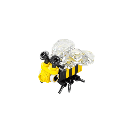 Costruzione di vespa gialla e nera 32 pezzi 4,4 x 3,6 x 3,6 cm Modello piccolo con ali trasparenti Figura decorativa creativa da assemblare Deliziosa