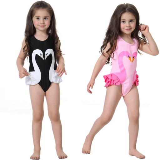 Costume de baie fete + Șepci de baie cu imprimeu păsări de apă J2491
