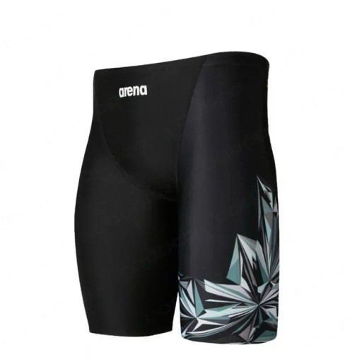 Costumi da bagno da uomo monocolore con segni Lycra Taglio sportivo aderente Vita elastica Costumi da bagno per spiaggia piscina con scritta arena