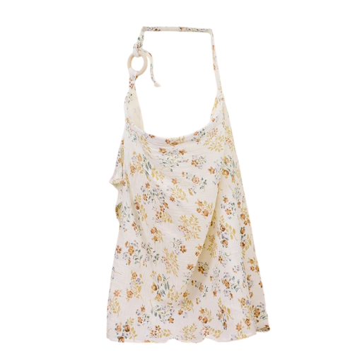 Cotton Muslin Nursing Apron 100 x 60 cm Breathable Nursing Cover with Floral Pattern Protection While Feeding Baby