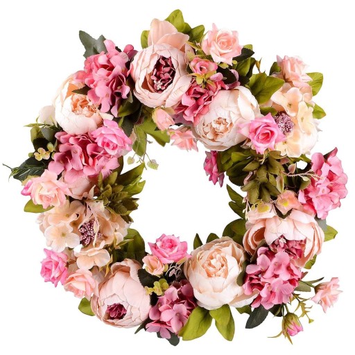 Couronne artificielle avec des pivoines