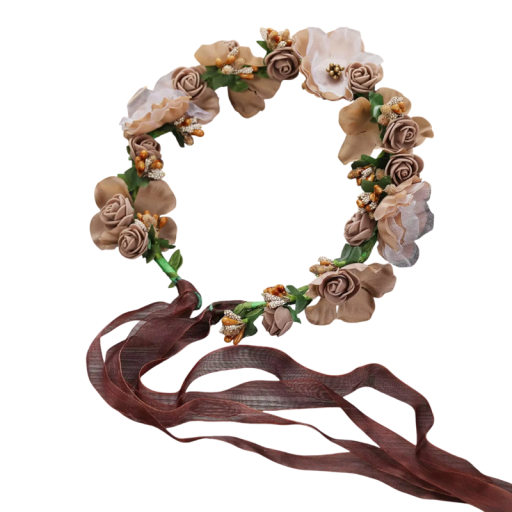Couronne de fleurs pour cheveux Roses et fleurs sauvages pleines Couronne capillaire naturelle avec ruban décoratif Accessoire floral romantique pour coiffure