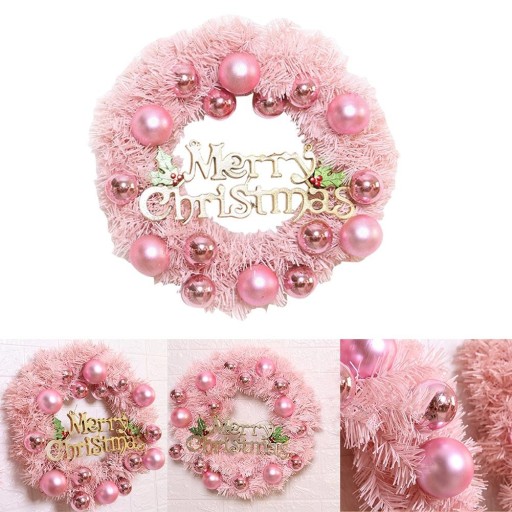 Couronne de Noël rose