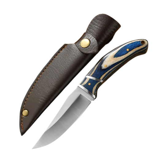 Couteau de camping 19 cm lame en acier inoxydable manche en bois étui en cuir couteau de plein air randonnée camping couteau de chasse en pleine nature