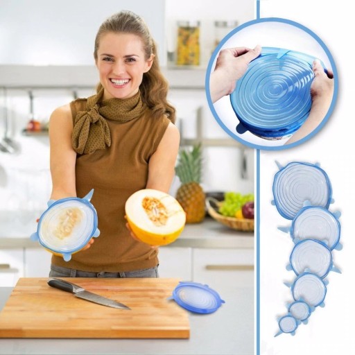 Couvercles en silicone pour aliments - 6 pcs