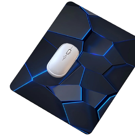 Covoare mare pentru tastatură și mouse cu iluminare LED 350x600x2 mm negru-albastru cu motiv mozaic 3D pentru birou de jocuri și lucru