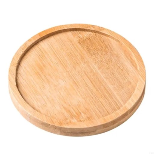 Covoraș rotund pentru chiuvetă din bambus, 9 cm, bază impermeabilă, tavă din lemn, piedestal pentru ghiveci de flori, tavă mică pentru săpun sau sticlă