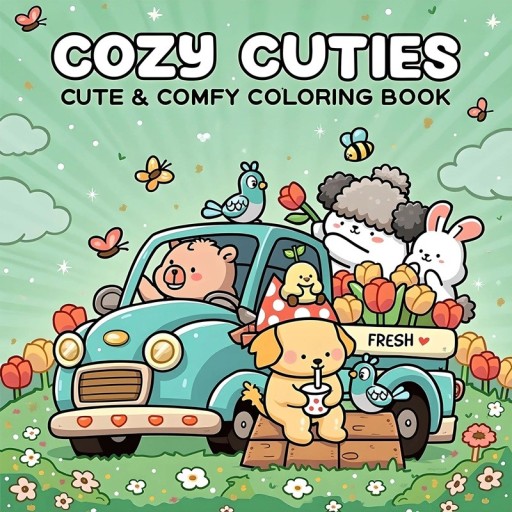 Cozy Cuties Colouring Book with Cute Animals 20×20 cm Fairy Tale Colouring Book with a Friendship Theme for Children and Adults