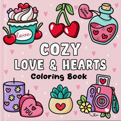 Cozy Love & Hearts Colouring Book Cute Designs of Love and Hearts 20 × 20 cm 24 Pages Multicoloured Illustrations Creative Colouring