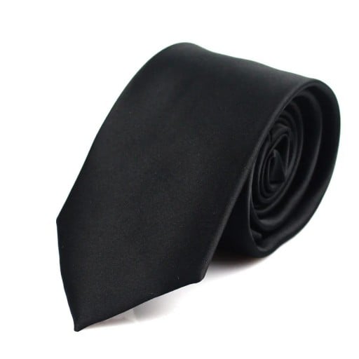 Cravată clasică neagră 145 x 7 cm Cravată elegantă îngustă pentru bărbați Cravată pentru nunți, baluri, întâlniri de afaceri și evenimente formale