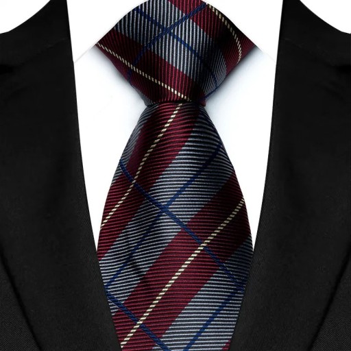 Cravate à carreaux pour homme 145 x 8 cm Accessoire élégant pour hommes Événements professionnels et sociaux Matériau de qualité Cravate stylée