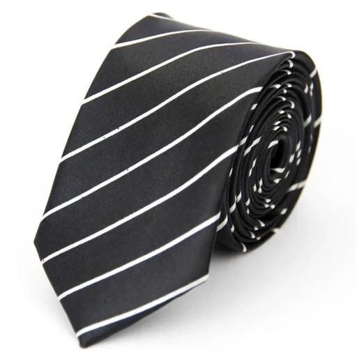 Cravate unisexe noire fine avec rayures blanches 145 x 5 cm Cravate étroite élégante Cravate à rayures stylée Accessoire de mode pour hommes et femmes