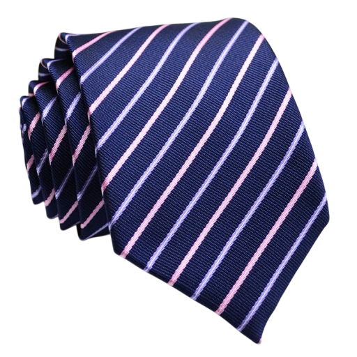 Cravatta blu con righe rosa 146 x 8 cm Cravatta elegante da uomo Cravatta classica per abito Accessorio stiloso Per uso formale e informale