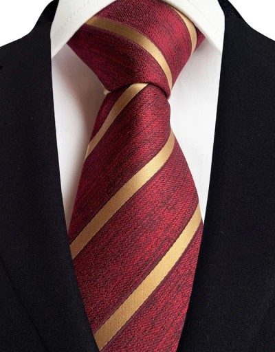 Cravatta da uomo in seta con strisce dorate 145 x 8 cm Cravatta elegante di lusso per abito Accessorio formale per uomini
