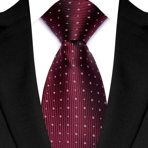 Cravatta da uomo rossa a pois 145 x 8 cm Cravatta elegante per eventi business e sociali Materiale di alta qualità Accessorio maschile stiloso