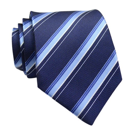 Cravatta elegante da uomo per abito 146 x 8 cm Cravatta blu a righe Accessorio stiloso per matrimoni, riunioni di lavoro, balli e uso quotidiano
