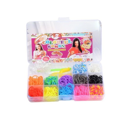 Creative Jewellery Making Set 17.5 × 10 × 2.5 cm 15 Compartments Coloured Rubber Rubber and Plastic With Accessories for Bracelets, Necklaces and Ornaments