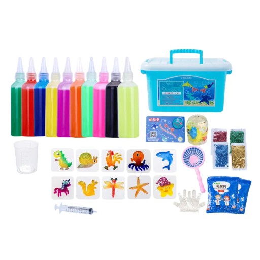 Creative Set for Making 3D Figures with Moulds and Coloured Gels, Blue Plastic Box, DIY Crafting for Children and Home Activities