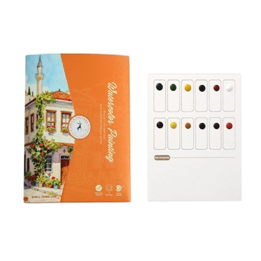 Creative Watercolour Set with Pre-Printed Urban Scene Images 19 × 14.4 cm Pigment Palette Water Brush Painting at Home and on the Go