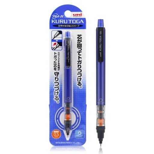 Creion mecanic UNI Kuru Toga M5-452 0,5 mm Negru Rotație automată Centru de greutate jos Creion special pentru scris și desen Uz școlar și de birou