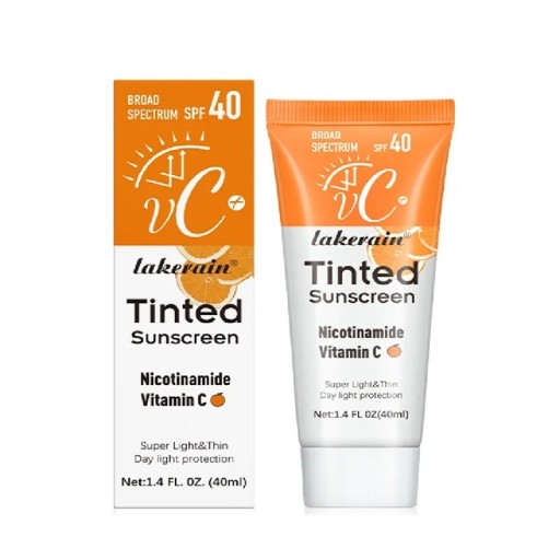 Crema hidratantă tonifiată cu protecție solară SPF 40 cu vitamina C și niacinamidă 40 ml Textură ușoară Nuantă universală Protecție împotriva radiațiilor UV pentru față