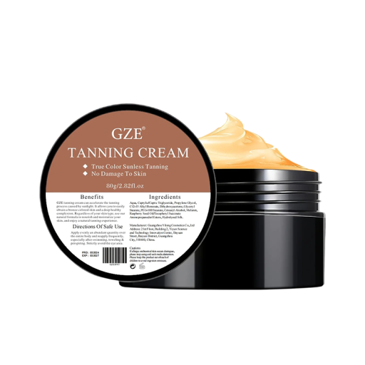 Creme bronzeador de verão para a pele e corpo 80 g em frasco preto para um tom bronzeado natural sem sol