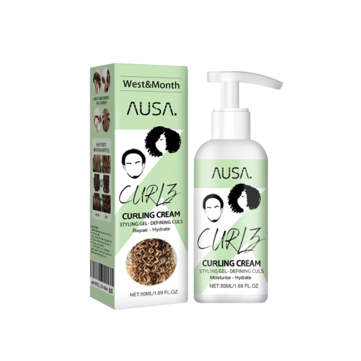 Creme de Styling para Cabelos Cacheados 50 ml Queratina Elastina Realce dos Cachos Brilho e Hidratação Anti-Frizz Modelação do Penteado