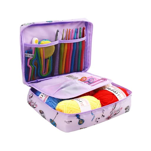 Crochet Set with Yarn and Hooks Complete Set for Handicrafts Knitting Accessories with Case Needles Scissors Tape Measure Accessories
