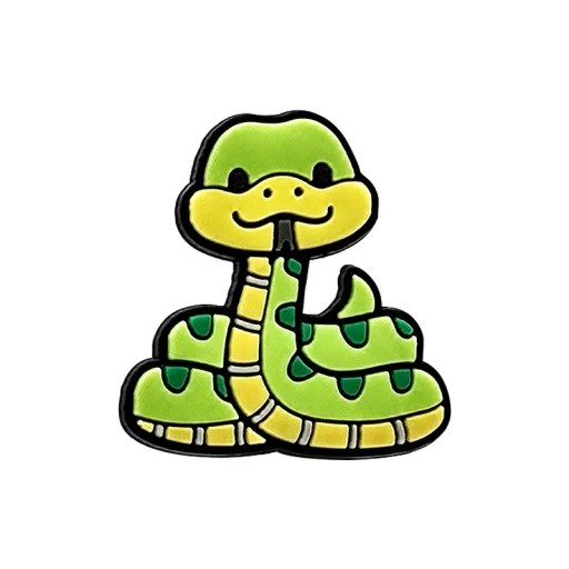 Crocsy díszítőelem kígyó 2–3 cm PVC zöldsárga állatos motívum könnyű felhelyezéshez és játékos részlet
