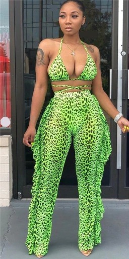 Crop top și pantaloni de plajă de damă P443