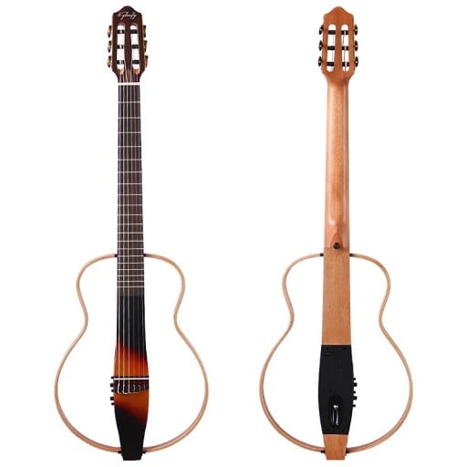 Csendes Utazó Gitár V-glorify Levehető Korpusszal 6 Nylon Húrral 20 Frettel Szapele Fából Beépített Hangszedővel 101 cm Barna Árnyalatú