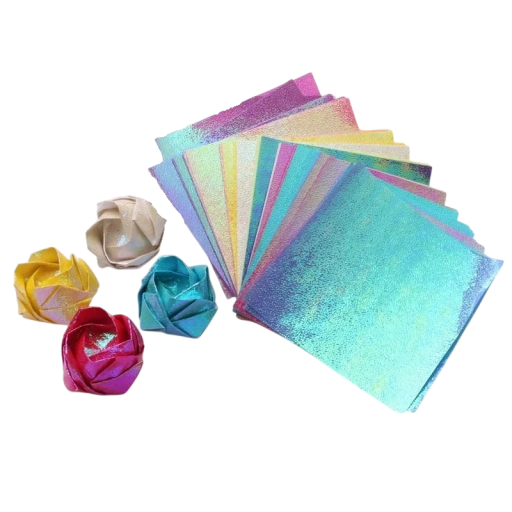 Csillogó origami papírok 100 db négyzet 10 × 10 cm fényes hajtogató papír ragyogó hatással kreatív alkotáshoz és dekorációkhoz