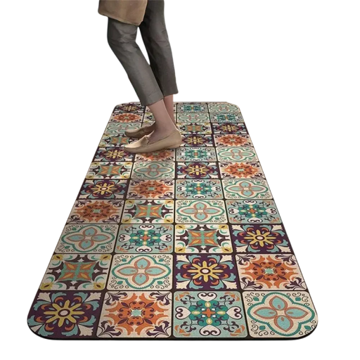 Csúszásgátló szőnyeg 40 x 120 cm retró csempeminta konyhai lábtörlő fürdőszobai szőnyeg dekoráció padló nappali hálószoba