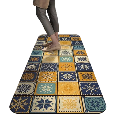 Csúszásgátló szőnyeg 40 x 120 cm retró csempeminta konyhai lábtörlő nappali fürdőszoba nedvszívó szőnyeg bejárat dekoráció otthon
