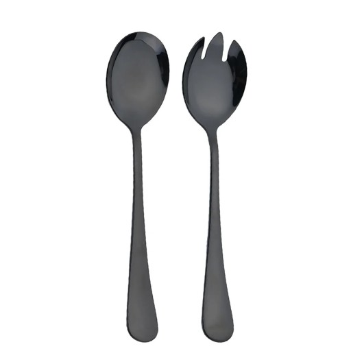 Cubiertos de ensalada de acero inoxidable Cuchara y tenedor de servicio Estilo europeo Cubiertos de mesa para ensalada Juego de utensilios