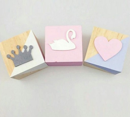 Cubo decorativo in legno 3 pz