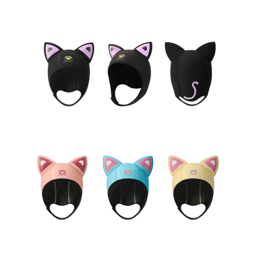 Cubre cabeza de neopreno GOLOVEJOY con diseño de gato con orejas y velcro, grosor de 3 mm, neopreno para natación, buceo y snorkel