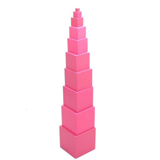 Cuburi de lemn pentru copii roz 10 buc